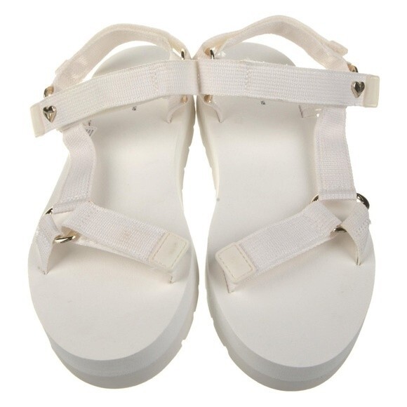 Stoney Clover Lane Women's Hook Loop Strappy White Summer Sandals 6 - Picture 1 of 9
